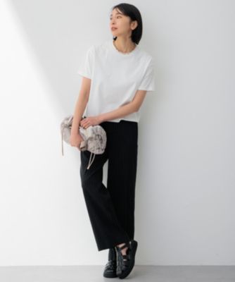 23区 新品未使用【洗える】スビンギザ クロップド Tシャツブラック 38号 23区 L(ニジュウサンク エル)の【洗える】スビンギザ クロップド