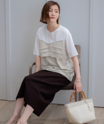 23区 スムースデザイン コンビ カットソー 23区 L(ニジュウサンク エル)の【WEB限定カラーあり/洗える