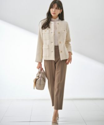 ANY SIS(エニィスィス)のツイードノーカラーミドル ジャケット通販