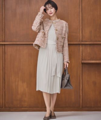 【美品】PLANTS PLEASE 黒 プリーツワンピース 23区(ニジュウサンク)の【洗える】クリスタルアムンゼン プリーツ