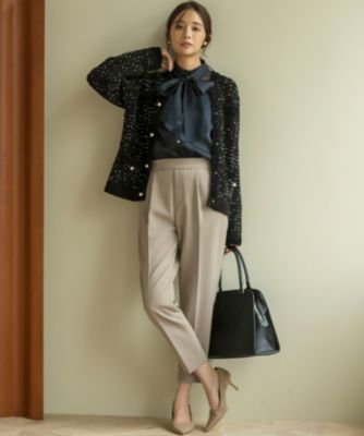 極美品★クミキョク パールボタン 配色 ツイードニット ジャケット 組曲 S(クミキョク エス)の【WEB限定】スノーネップツイード