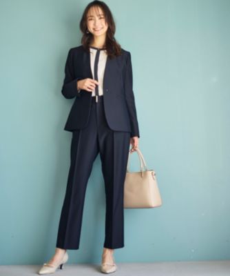 極美品✨洗える anysisエニィスィス パンツスーツ ノーカラー ネイビー L any SiS(エニィスィス)の【洗える】褒めらレディノーカラー