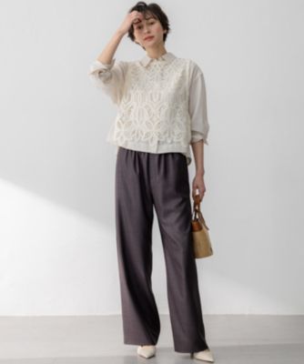 【極美品】23区 2025ss シアータンブラー シャツ クロップド丈 オフィス 23区 L(ニジュウサンク エル)の【Oggi5月号掲載/接触冷感/速乾性