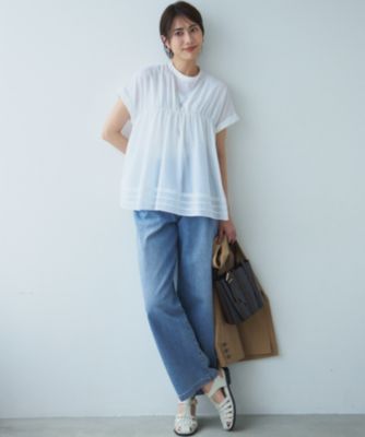 Oggi6月号掲載 23区 サマー タック ワイド デニムパンツ 接触冷感 30 Oggi6月号掲載/接触冷感】23区DENIM サマー タック ワイド