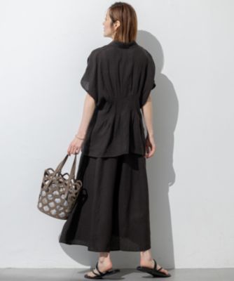 【未使用】LIBECOリネン タック デザイン シャツ 23区 L(ニジュウサンク エル)の【洗える】LIBECOリネン タック