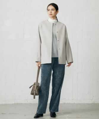 自由区(ジユウク)の【SHIHOさん着用】ウールリバーノーカラー コート