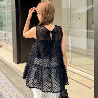 NOLLEY‘S ドットポンポン2WAYノースリーブブラウス NOLLEY'S(ノーリーズ)の【PR阿部☆別注】ドットポンポン2WAY