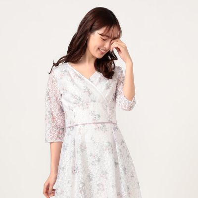 Laisse Passe レッセ パッセ のカシュクールレースプリントワンピース通販 集英社happy Plus Store