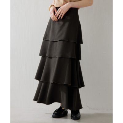 Whim Gazetteウィム ガゼットニットティアードスカートグレー