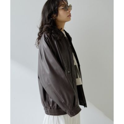 ウィムガゼット　山羊革　レザーブルゾン　ドロップショルダー　フリーサイズ　極美品 レザーライダースブルゾン | Whim Gazette(ウィム ガゼット