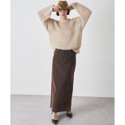 m*a様 2025AW今季★美品 ウィムガゼット デニムフロッキースリットスカー Whim Gazette(ウィム ガゼット)のデニムフロッキースリットスカート