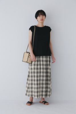 human woman(ヒューマン ウーマン)の◇麻チェックボリュームスカート