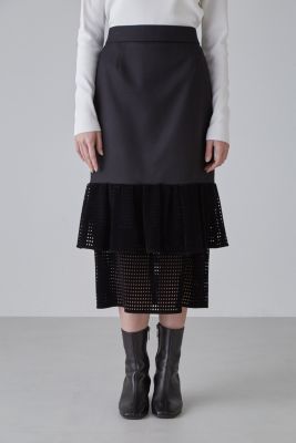 【美品】ADORE モールメッシュレーススカート　ブラック ADORE(アドーア)のモールメッシュレーススカート通販 | 集英社