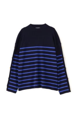 human woman(ヒューマン ウーマン)の◇袖ボタン付きボーダーニット通販