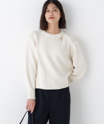human woman ホワイトポロセーター human woman(ヒューマン ウーマン)の◇《ウォッシャブル》コットン
