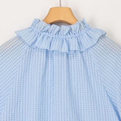 NOLLEY'S sophi　サッカーチェックフリルネックブラウス NOLLEY'S Sophi ブラウス シャツ サッカーチェックフリルネック