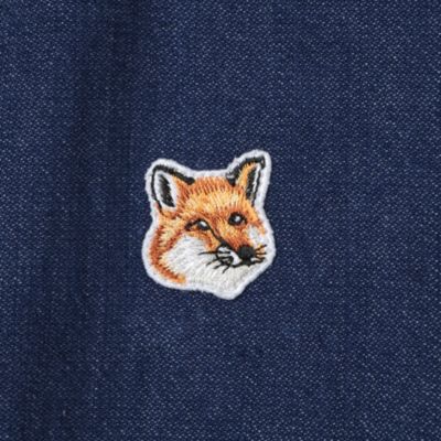 MAISON KITSUNE BD CASUAL SHIRT WITH INSTITUTIONAL FOX HEAD PATCH