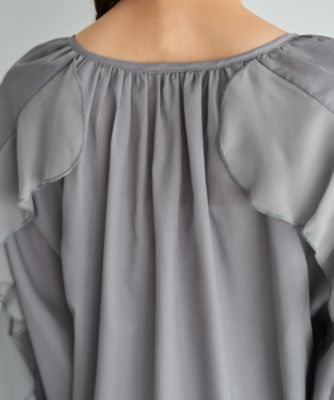 【LUXE】フリルドレープブラウス／半袖丈　スタイルデリ　新品未使用 STYLE DELI(スタイルデリ)の【LUXE】ドレープフリルブラウス通販