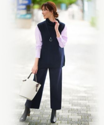 美品23区L48【CLASSY掲載】CANCLINI バンドカラー シャツ大きい 23区 L(ニジュウサンク エル)の【CLASSY.1月号掲載】CANCLINI