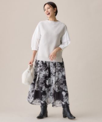 自由区(ジユウク)の【ウエストゴム・洗える】ピオニーフローラル