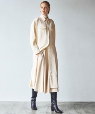 jjljl✨️SOÉJU ブラウン　シャツワンピース 半袖　比翼ボタン バンドカラーシャツワンピース - SOÉJU online store｜上質な