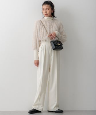 新品未使用23区 洗えるへアリ―カットジャカード ブラウス 23区 L(ニジュウサンク エル)の【洗える】へアリ―カットジャ