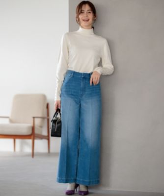 未使用品 組曲 ワイドパンツ ボトムス ストレート 3 ブラウン系 OUTLET SALEパンツ《ストレートワイドスラックスパンツ