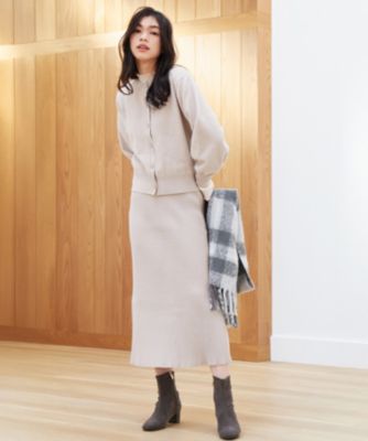 ANY(エニィ)のフェザーカーディガン×ニットスカートセットアップ通販