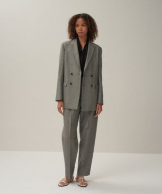 ATON(エイトン)のWOOL LINEN SHARKSKIN | テーパードタックパンツ通販