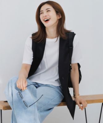 美品＊ニジュウサンク 23区　ロングジレ　ベスト　ブラック　38 ゆったり　黒 23区(ニジュウサンク)の【洗える】トリアセスラブストレッチ
