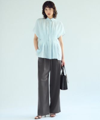【未使用】LIBECOリネン タック デザイン シャツ 23区｜【洗える】LIBECOリネン タック デザイン シャツ