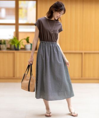 人気完売　エニィスィス　チェックドッキングワンピース ANY SIS(エニィスィス)の【洗える】チェックドッキング