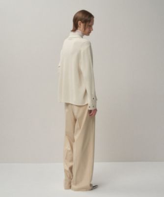 ATON(エイトン)のMERINO COLLEGE FLANNEL | タックワイドパンツ通販