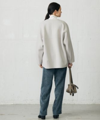 自由区(ジユウク)の【SHIHOさん着用】ウールリバーノーカラー コート