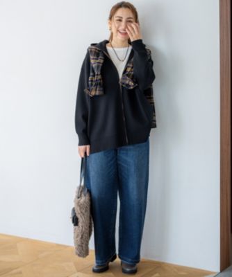 2023年度　23区 S【洗える】ヴィスコースストレッチ ニットブルゾン 洗える/セットアップ対応】ヴィスコースストレッチ ニット