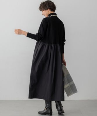 23区 (ニジュウサンク)【洗える】ギャザーコンビ ニットワンピース 23区(ニジュウサンク)の【洗える】ギャザーコンビ ニットワンピース