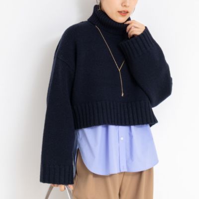 ノーリーズソフィー（NOLLEY’S sophi）/ブライト紡毛サイドジップショート丈タートルネック NOLLEY'S sophi(ノーリーズソフィー)のブライト紡毛サイドジップ