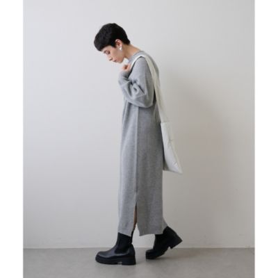 ウィムガセット上質ウール大人ラグジュアリーとろみタートルマキシワンピースボルドー Whim Gazette(ウィム ガゼット)の【WEB限定】タートルネックフレア