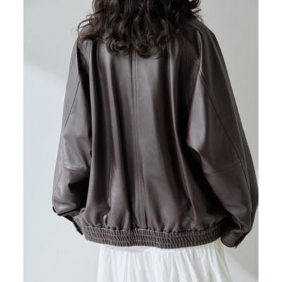 極美品♪ウィムガゼット◆ゲミニー◆TSUBOMIボリュームブルゾン　ノーカラー Whim Gazette(ウィム ガゼット)の【GEMINI】レザーブルゾン通販