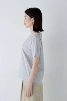 human woman / ヒューマンウーマン ◆オーガニック綿天竺半袖ボーダーＴシャツ human woman(ヒューマン ウーマン)の◇オーガニック綿天竺半袖