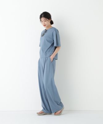 human woman / ヒューマンウーマン ◆プレーティング天竺タックスリーブボートネックプルオーバー human woman(ヒューマン ウーマン)の◇プレーティング天竺タック