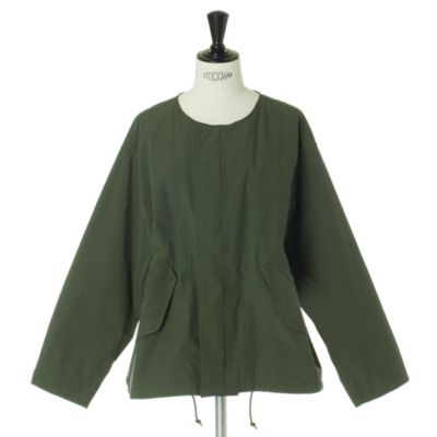 オリーブ色 ジャケット 12closet(トゥエルブクローゼット)の【洗える】ノーカラーミリタリー
