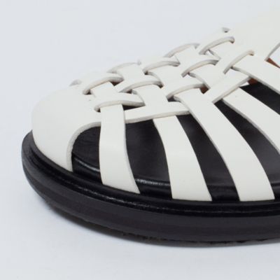 MARNI 24SS シルクホワイト フィッシャーマン バックル サンダル マルニ Marni フスベットクリスクロスサンダル レザー ブラック