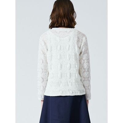mizuiro ind(ミズイロインド)のシアー柄編みクルーネックロングT