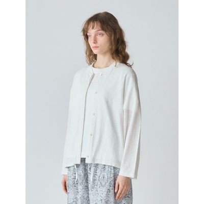 MidUmi リネン 長袖カーディガン ホワイト ミディウミ MidiUmi MidiUmi リネン巾着カーディガン （オフ