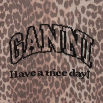 GANNI(ガニー)のGraphic Wool Mix Printed Leopard T－shirt通販