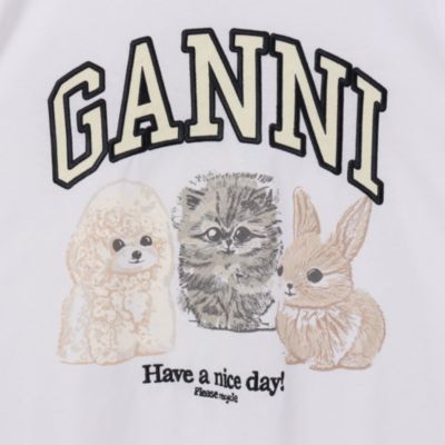 GANNI♡ フラット アニマリア コットン GANNI コットン ショルダーバッグ | ブラック | FARFETCH JP