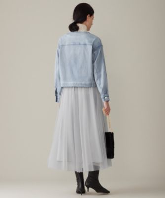 【美品】自由区　洗えるウスカルデニム ジャケット　ノーカラー 自由区 L(ジユウク エル)の【洗える】ウスカルデニム ジャケット
