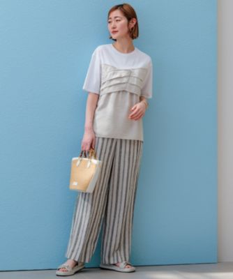 23区　WEB限定カラー洗えるスムースデザイン コンビ カットソー 23区 L(ニジュウサンク エル)の【WEB限定カラーあり/洗える