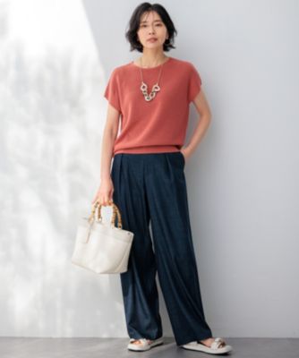 【新品未使用】 23区　 洗える 25SSモデル コットンアセテート ニット 23区｜【洗える】コットンアセテート バックボタン ニット